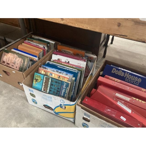 603 - 3 boxes of assorted books on Dolls Houses including Dolls House World magazines, Dolls Houses in Ame... 