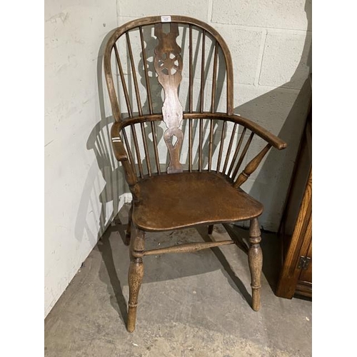 66 - 19th century ash & elm wheel back Windsor chair 59W