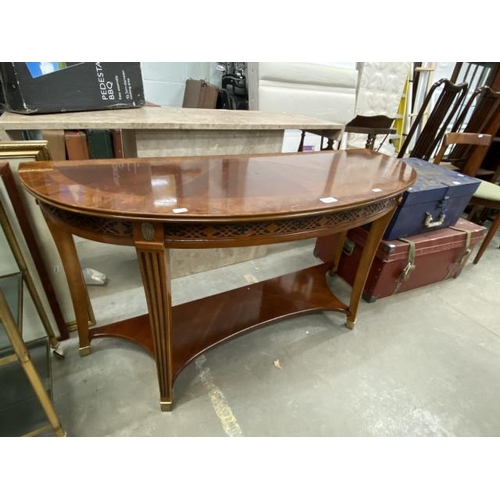 77 - Mahogany Demi lune hall table 66H 122W 47D