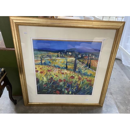 101 - Gilt framed acrylic ‘Cyprus Trees & Poppies II’ by Mike Jones - purchased from Chantry House Gallery... 