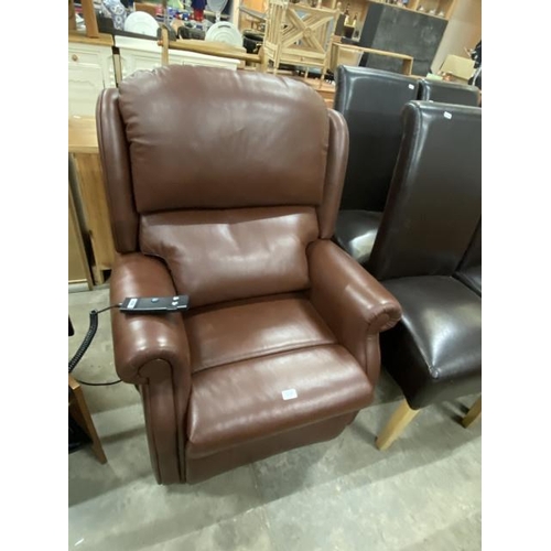 178 - HSL brown leather electric rise and recline armchair