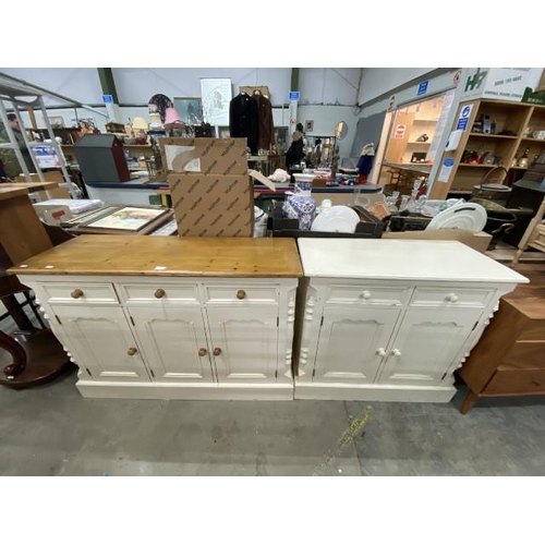 187 - 2 painted pine sideboards 81H 88W 41D & 82H 118W 41D