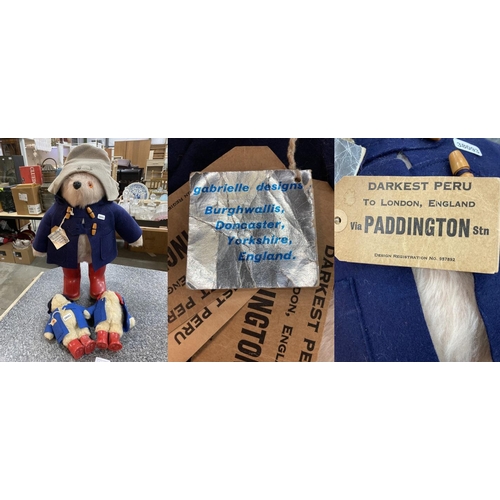 246 - 1970's Gabrielle Designs Ltd 'Paddington Bear' with original travel tag, red Dunlop wellington boots... 