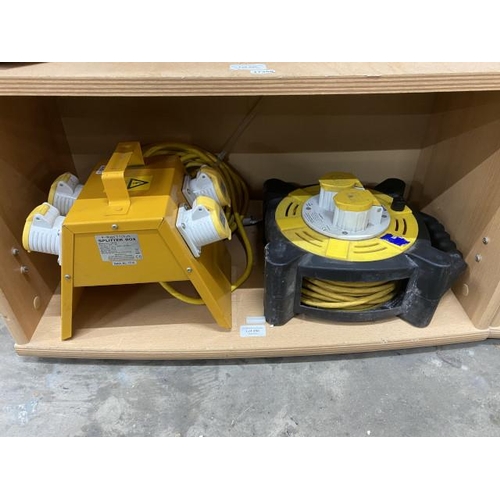 250 - Jewson 110V extension reel and a 4 way 110V splitter box