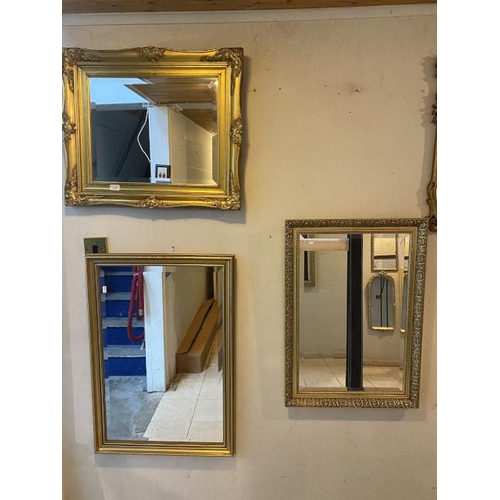 259 - 3 gilt framed bevel edged mirrors 70 x 50cm, 60 x 86cm & 76 x 64cm