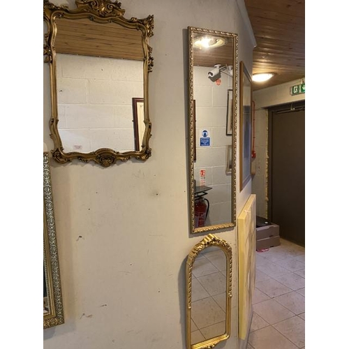 260 - 3 gilt framed mirrors 73 x 47cm, 104 x 29cm & 69 x 28cm