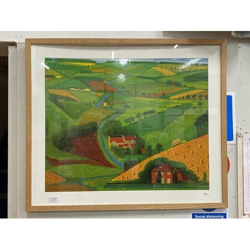 263 - David Hockney print of the Yorkshire Wolds 74x63cm