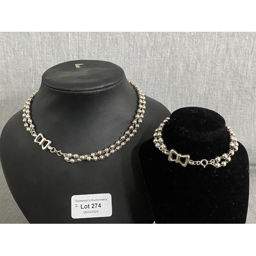 274 - 925 silver necklace & matching bracelet 54g