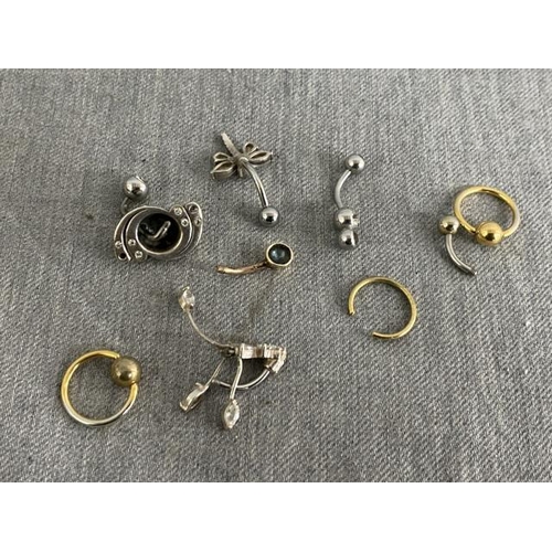 289 - Collection of piercing jewellery inc. silver & 9ct gold