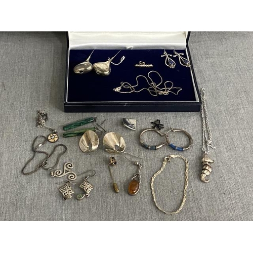 314 - Box of silver jewellery inc. earrings, necklaces, pendants etc.