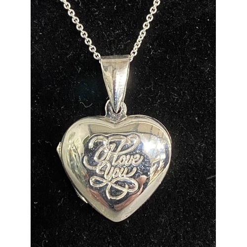 344 - Silver 'I Love You' heart pendant on silver chain