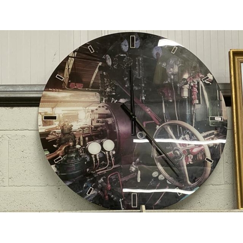 358 - Glass wall clock 80cm diameter