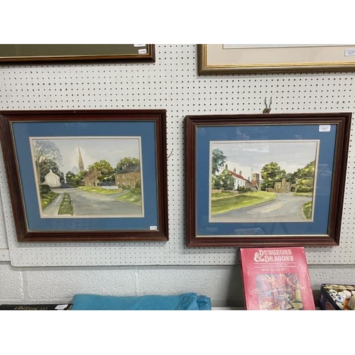 377 - 2 framed Jane Pearson watercolours ‘South Cave’ and ‘South Walton’ 56 x 48cm