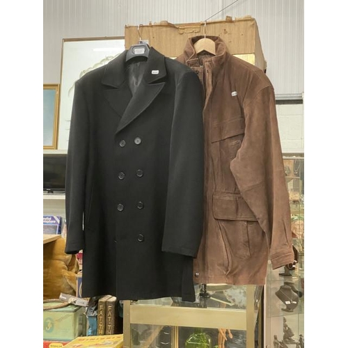 410 - Feraud wool & cashmere gent’s coat (size L) and a C & A suede coat (size 40)