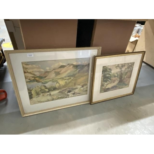 432 - Two framed signed Percy Monkman watercolours inc. Ashness Bridge, Borrowdale, Cumbria 67x54cm & 48x5... 