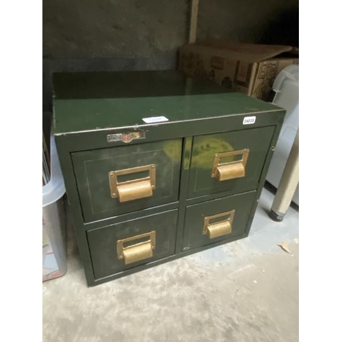 442 - Roneo 1930s steel office 4 drawer cabinet 40W 33H 51D