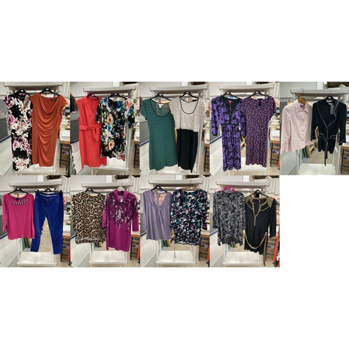 445 - Rail of assorted ladies clothing including Roman, Ellen Tracy, Studio M, Gok Wan, Per Una, H & M, Ne... 