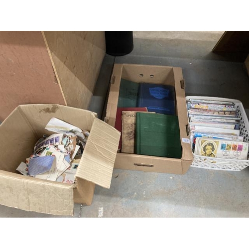 467 - Box of assorted stamps, albums, First Day Covers including Woodland Animals, The Bridges of London e... 