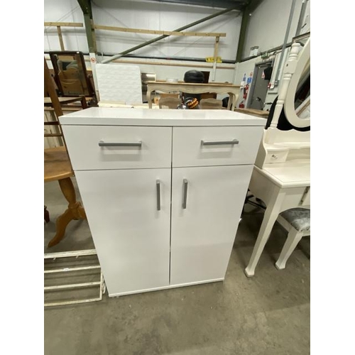 75 - White gloss 2 door/2 drawer sideboard 103H 72W 37D