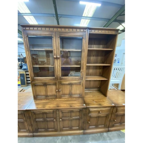 88 - Ercol display cabinet (in 4 sections) 197H 150W 50D