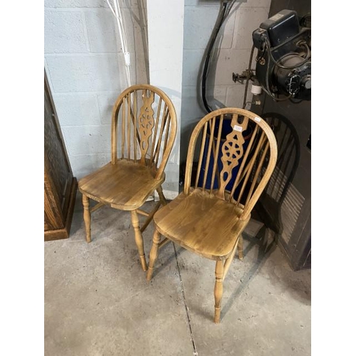 96 - Pair of oak wheel back chairs