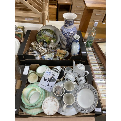 443 - Quantity of assorted collectables including painted brass coal bucket, 4 novelty teapots by The Vill... 