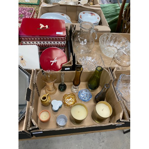 455 - 7 boxes of assorted collectables including wicker baskets, decorative tins, vintage mirrors, vintage... 