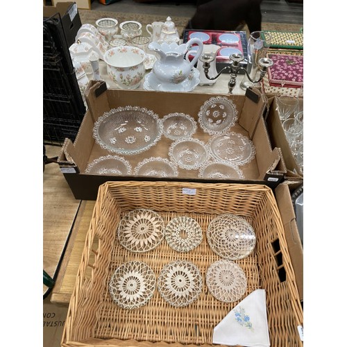 455 - 7 boxes of assorted collectables including wicker baskets, decorative tins, vintage mirrors, vintage... 