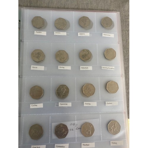 469 - 3 albums of Uk coins including 50p Olympic full set, £2 coins, £1 coins etc