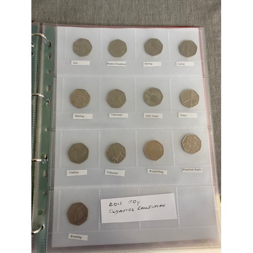 469 - 3 albums of Uk coins including 50p Olympic full set, £2 coins, £1 coins etc