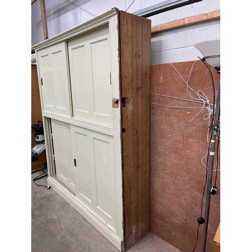 6 - Victorian painted pine school/butlers cupboard with shelves to the interior 215H 187W 43D (please se... 