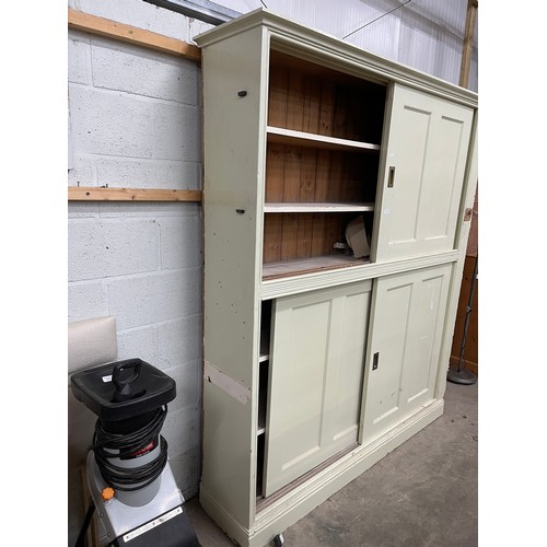 6 - Victorian painted pine school/butlers cupboard with shelves to the interior 215H 187W 43D (please se... 