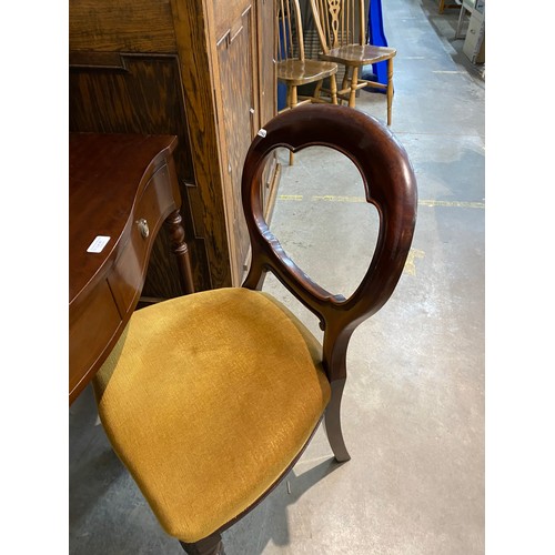 97 - Mahogany ladies writing desk with one key 103H 84W 45D and a Victorian mahogany balloon back chair