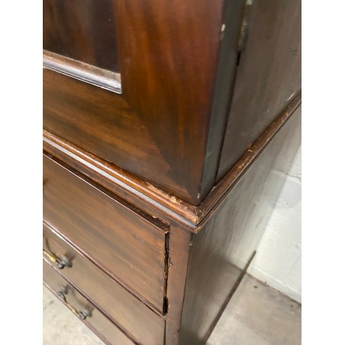 110 - Georgian mahogany linen press 205H 130W 58D