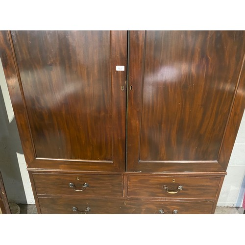 110 - Georgian mahogany linen press 205H 130W 58D