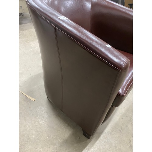 60 - Kaydian burgundy leather tub chair 72W