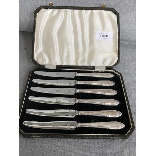 249 - Cased set of 6 C H Beatson, Sheffield silver handled knives