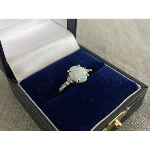 262 - 925 silver opal set ring (size Q)