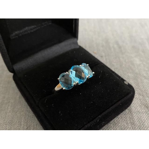 263 - Silver blue stone set ring (size S)