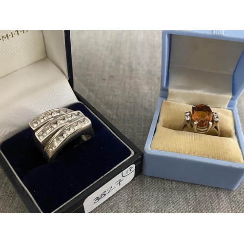 282 - Vintage silver citrine set ring (size J 1/2) & a 925 silver ring (size O 1/2)