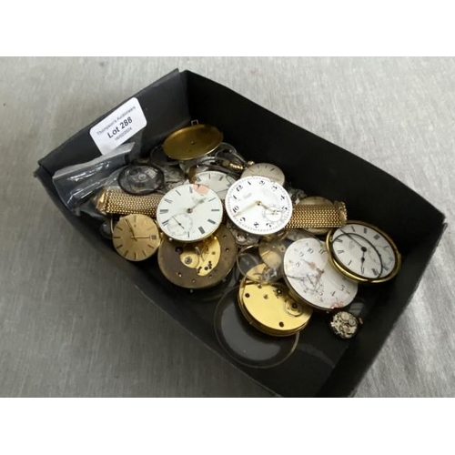 288 - Box of assorted watch movements inc. Certina, Waltham, Bulova, Avia etc (as seen)