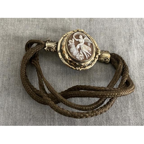 293 - Victorian cameo mourning locket, hair bracelet