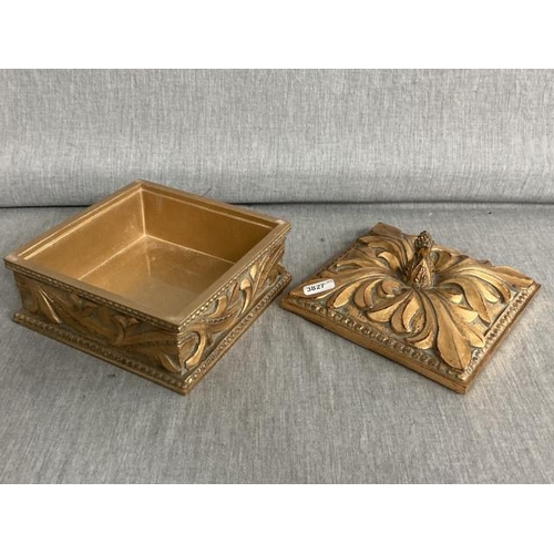 324 - Gilt jewellery box/casket (16cm square 7cm high)