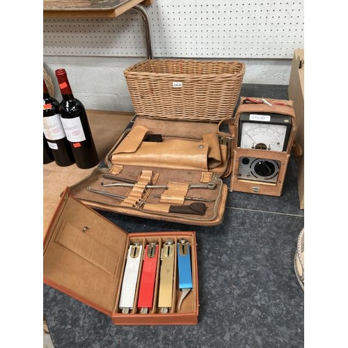 352 - Basket containing G.P.O engineers meter multi range, G.P.O No. 3 REM 1969 tool kit & case (incomplet... 