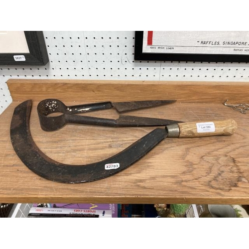 359 - Sickle & iron sheep shearing shears