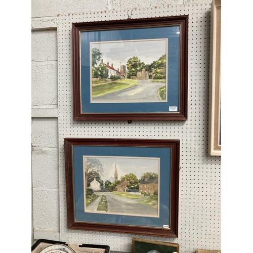 363 - 2 framed Jane Pearson watercolours ‘South Cave’ and ‘South Walton’ 56 x 48cm