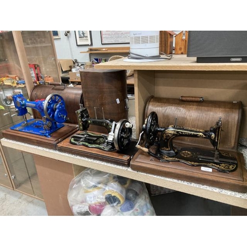 396 - 2 cased manual Singer sewing machines (11748724 & 83052502059250) & cased manual Avenue sewing machi... 