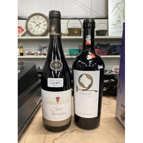 403 - 2013 Cave De Tain Crozes Hermitage 750ml & Karasi Zorah 2013 750ml