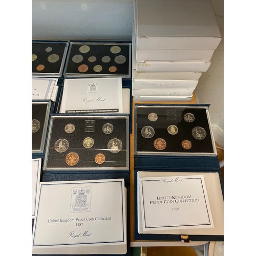 287 - Royal Mint United Kingdom Proof Coin Collections 1985, 1986, 1987, 1988, 1989, 1990, 1991, Coinage o... 