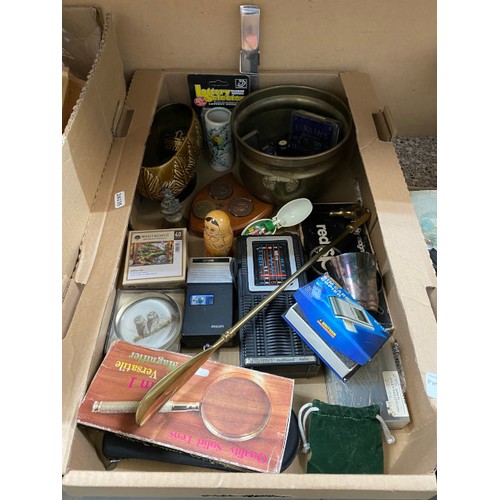 368 - Selection of collectables inc. microscope, marbles, The Osprey Brand harmonica, Hohner music stand, ... 